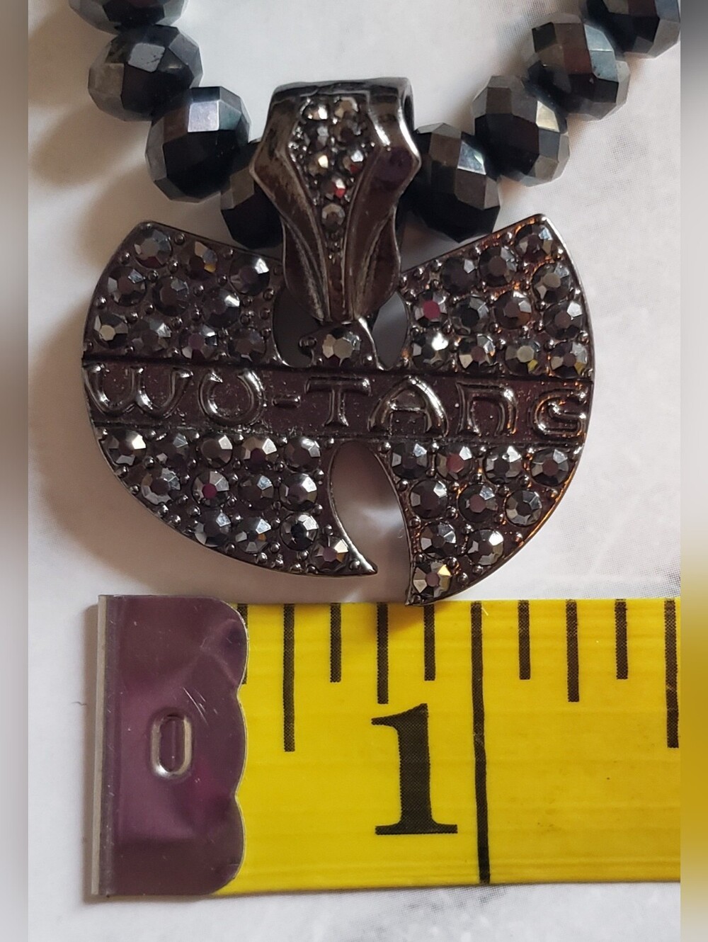 Hip Hop Iced Hematite Black Metallic WU TANG clan pendant Necklace RARE - Picture 7 of 8